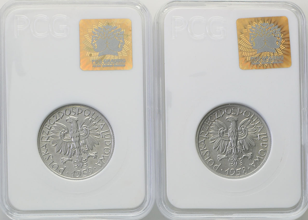 PRL. Zestaw monet 5 złotych rybak - 1958 i 1959 - 2 sztuki